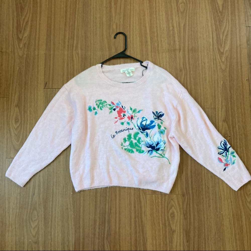 Pink Embroidered Knit Sweater
